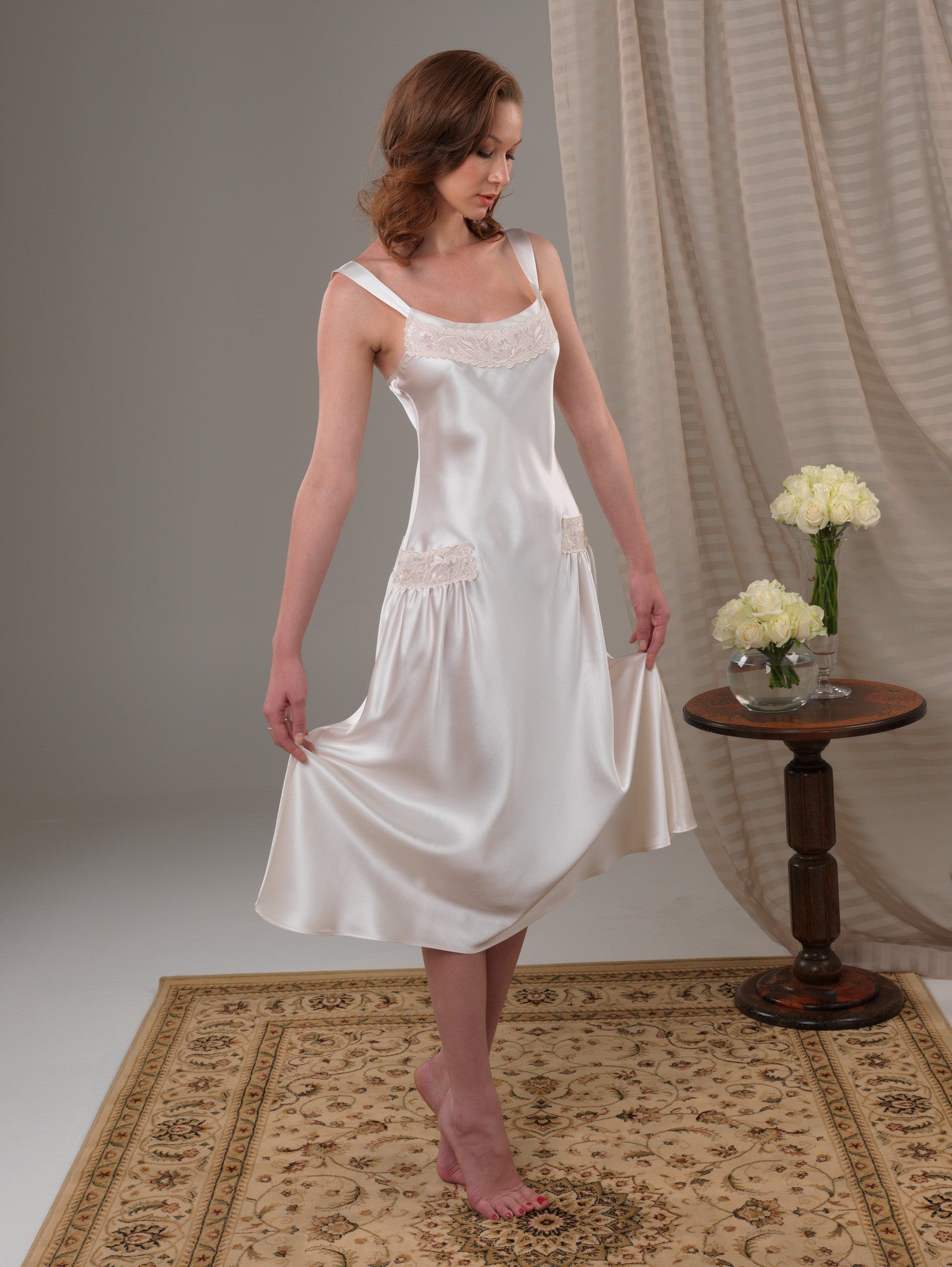 White silk night gown cheap